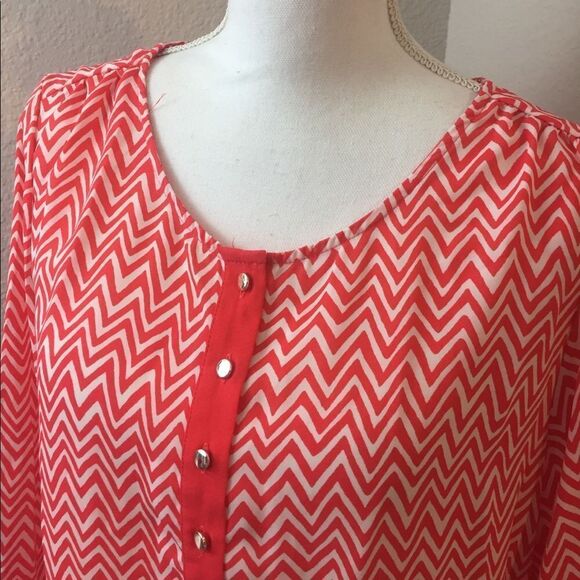 Zac & Rachel Coral Chevron Blouse - Picture 2 of 5